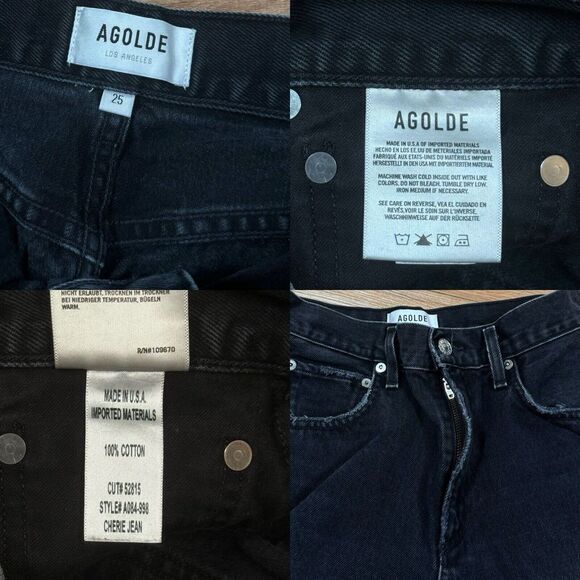 AGOLDE Cherie High Rise Straight Leg Jeans Distortion Black Women's Size 25 - Picture 15 of 15